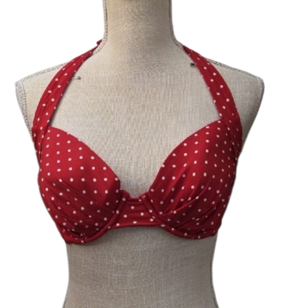Jantzen Red Polka Dot Bikini Top